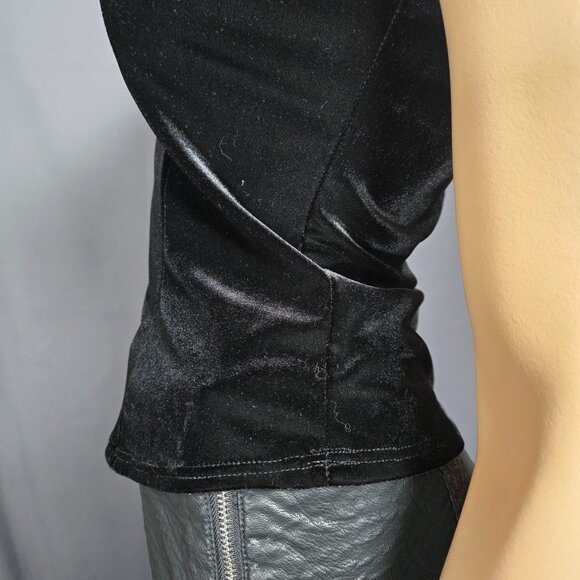 Vintage Black Velvet Top Size M Square Neck Cap Sleeve Goth Whimsigoth Witchy - Picture 6 of 9